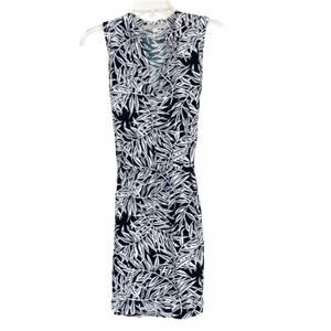 Loft Black White Palm Tree Print Sleeveless Dress Sz S